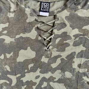 Modern Lux Olive Camouflage Lace-Up Tee